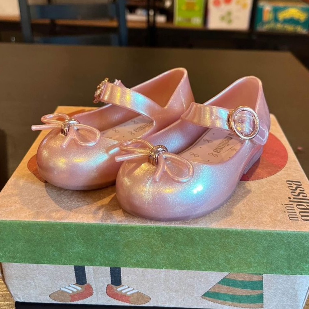 Mini Melissa gold pink sparkly toddler dress shoes size 5 miniswlove